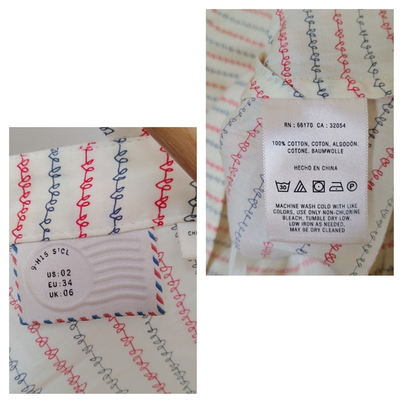 Anthropologie V-Neck Blouse Ivory Print Size 2 - Picture 14 of 16